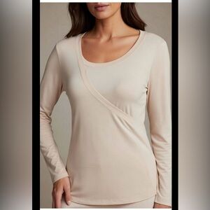 Lole Women’s XL Oatmeal Running UPF 50+ Running Long Sleeve Faux Crossover Shirt